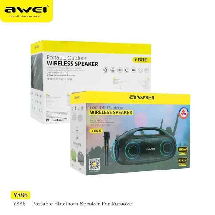 Awei Y886 Portable Outdoor Wireless Speaker 80W with Wireless Mic